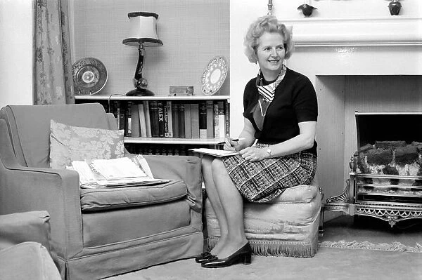 Margaret Thatcher M. P. at her Chelsea home. February 1975 75-00616-004