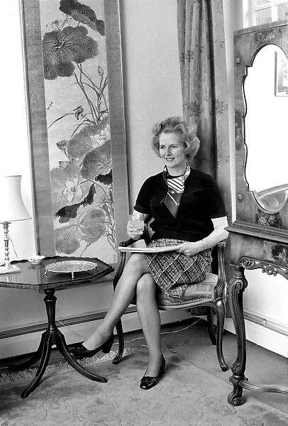 Margaret Thatcher M. P. at her Chelsea home. February 1975 75-00616-001