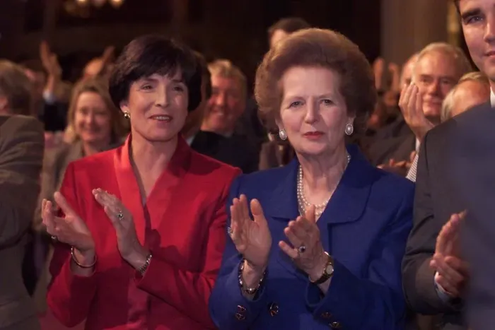 Framed Print : Margaret Thatcher and Mary Archer Oct 1999 applauding a speech by Lord Archer Framed Print : Margaret Thatcher and Mary Archer Oct 1999 applauding a speech by Lord Archer
