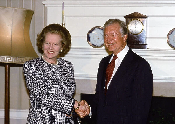 Margaret Thatcher PM and former US President Jimmy Carter