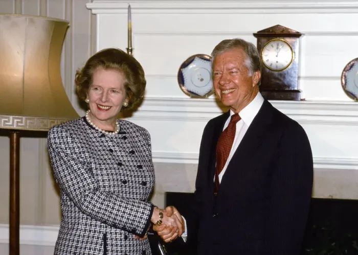 Framed Print : Margaret Thatcher PM and former US President Jimmy Carter Framed Print : Margaret Thatcher PM and former US President Jimmy Carter