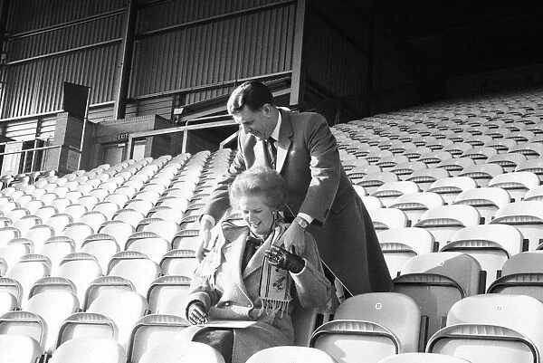 Margaret Thatcher PM, visits Valley Parade, home of Bradford City Football Club