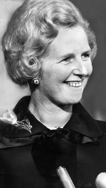 Margaret Thatcher at press conference following election as Tory leader - February 1975