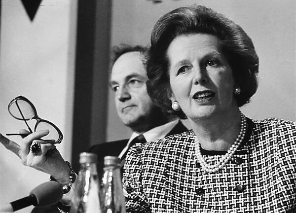 Margaret Thatcher Press conference June 1987 With George Younger MP in background