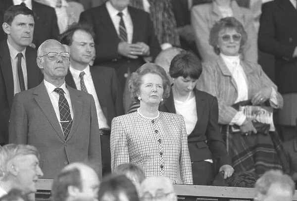 Margaret Thatcher Prime Minister 1988 at Scottish Cup final