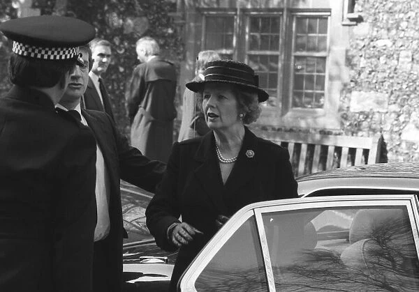 Margaret Thatcher, Prime Minister, attending the memorial service for the Zeebrugge