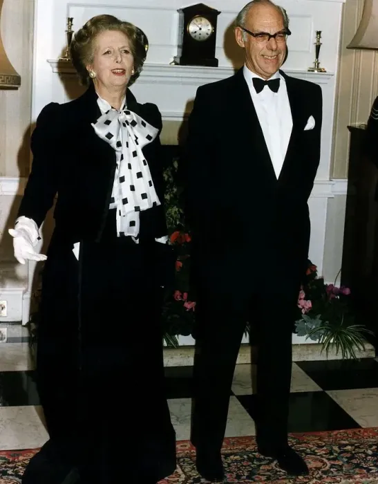 Framed Print : Margaret Thatcher Prime Minister with her husband Denis Thatcher in evening dress Framed Print : Margaret Thatcher Prime Minister with her husband Denis Thatcher in evening dress