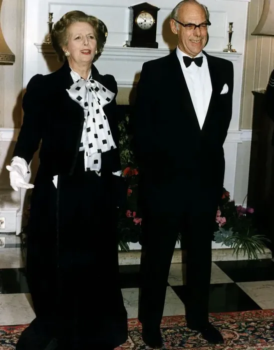 Framed Print : Margaret Thatcher Prime Minister with her husband Denis Thatcher in evening dress