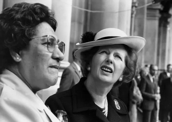 Framed Print : Margaret Thatcher and the Queen of Tonga at official event - October 1983