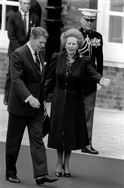 Margaret Thatcher and Ronald Reagan US President - 1984 during his visit to Britain