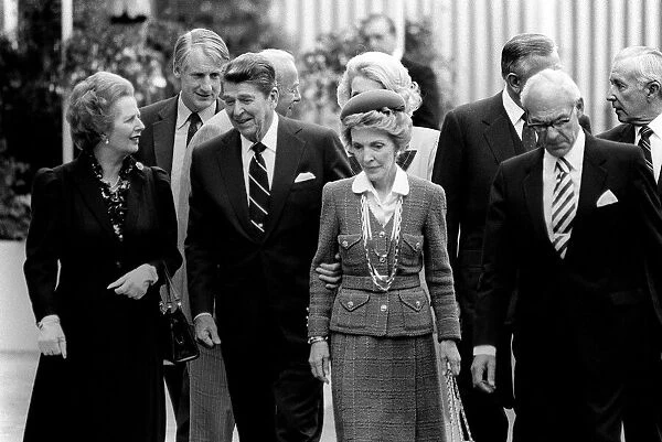Margaret Thatcher and Ronald Reagan US President - 1984 also with Denis Thatcher