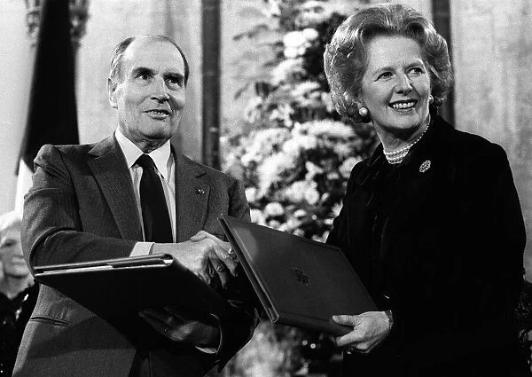 Margaret Thatcher signs Channel Agreement Feb 1986 with Francois Mitterrand