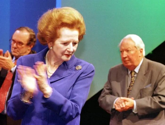Framed Print : Margaret Thatcher and Sir Edward Heath October 1998 at the Conservative Party Conference