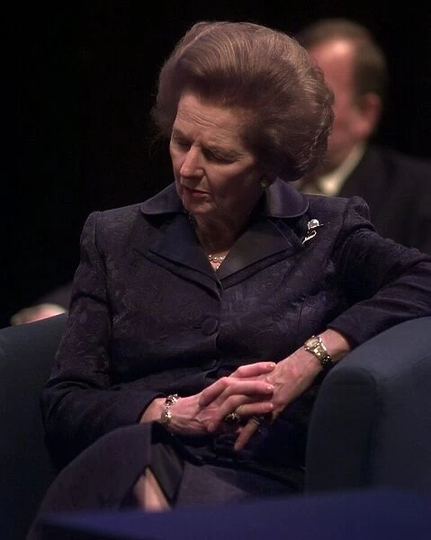 Margaret Thatcher sleeping during speech by iain duncan smith at conference in