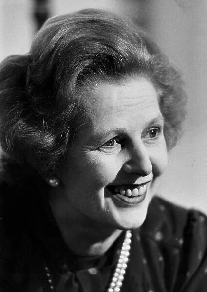 Margaret Thatcher smiling during interview - June 1983