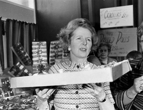 Margaret Thatcher visiting christmas cracker factory - November 1977