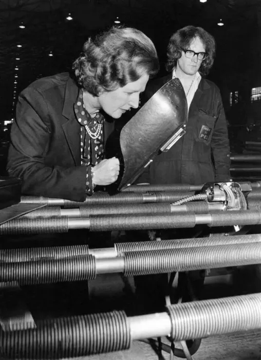 Framed Print : Margaret Thatcher visiting Gateshead NEI Power Engineering complex
