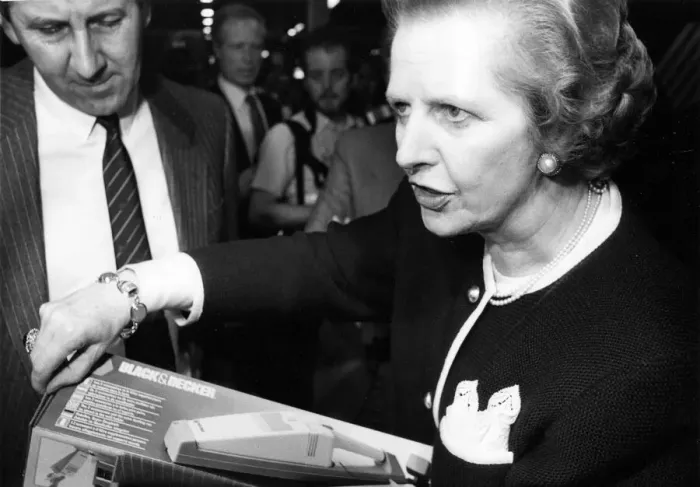 Framed Print : Margaret Thatcher visits the Black and Decker Factory in Spennymore Framed Print : Margaret Thatcher visits the Black and Decker Factory in Spennymore