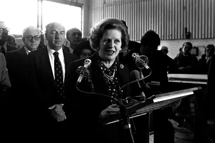 Framed Print : Margaret Thatcher visits the NEI Group at Gateshead in March 1982 to open their new