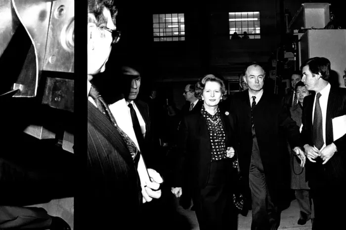 Framed Print : Margaret Thatcher visits the NEI Group at Gateshead in March 1982 to open their new