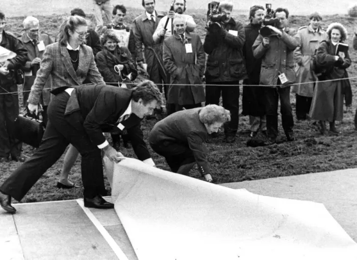 Framed Print : Margaret Thatcher in Wales - The Prime Minister visited the site of the former Cambrian