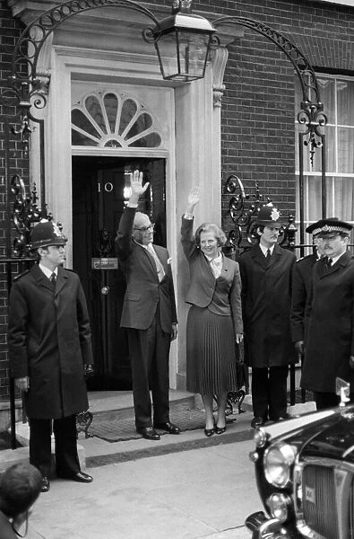 Margaret Thatcher wins 1979 General Election - new Prime Minister outside No 10 Downing