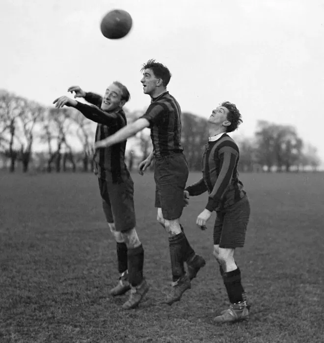 Framed Print : Margate Football Team. (l-r) E. T Evans, M. Whittington, B. Evans in training Framed Print : Margate Football Team. (l-r) E. T Evans, M. Whittington, B. Evans in training