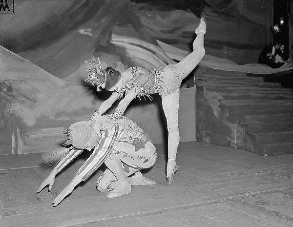 Margot Fonteyn ballet dancer rehearsing before going on stage in the Ballet La Peri