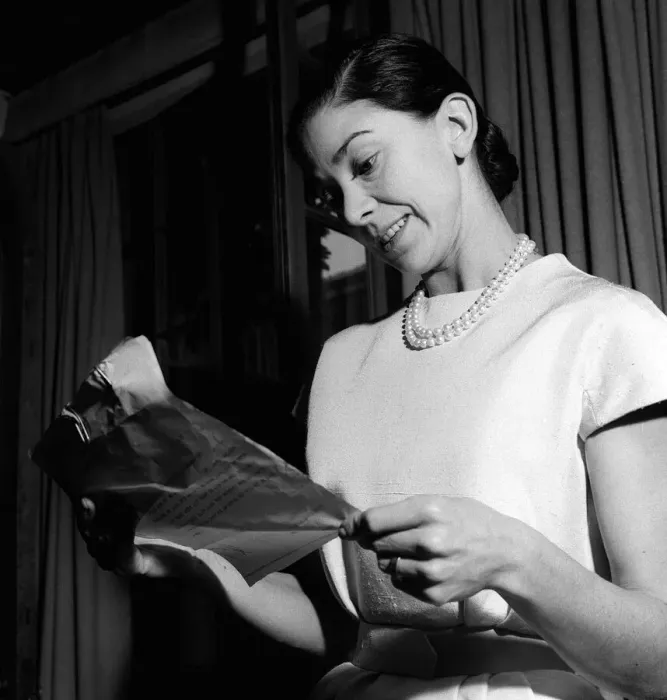 Framed Print : Margot Fonteyn reads the telegram with the news that her husband has been released Framed Print : Margot Fonteyn reads the telegram with the news that her husband has been released