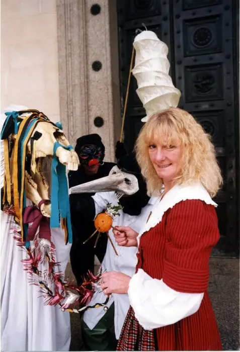 Framed Print : Mari Lwyd - Pat Smith of Mari Arts, pictured with the Mari Lwyd Framed Print : Mari Lwyd - Pat Smith of Mari Arts, pictured with the Mari Lwyd