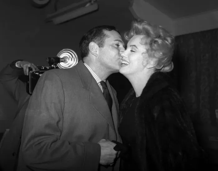 Framed Print : Marilyn Monroe 1956 and Arthur Miller leave for the U. S