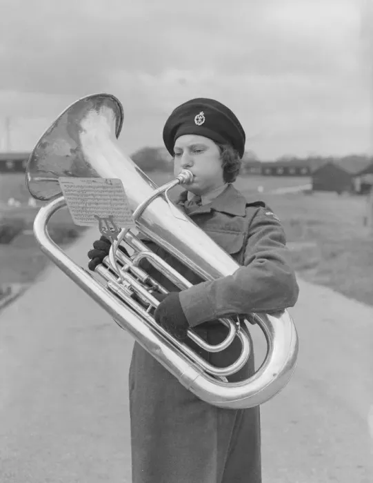 Framed Print : Marion Perry of the WRAC ( Womens Royal Army Corps ) seen here playing the Euphonium