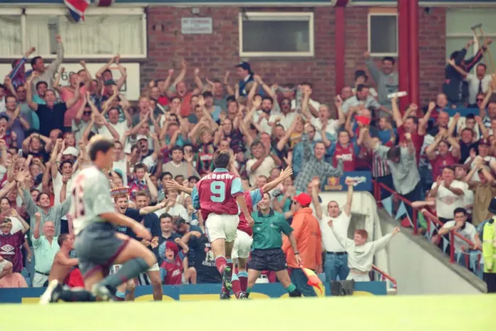Framed Print : Mark Draper (number 8 - goal scorer out of shot) makes it 2 - 0 to Aston Villa against Framed Print : Mark Draper (number 8 - goal scorer out of shot) makes it 2 - 0 to Aston Villa against