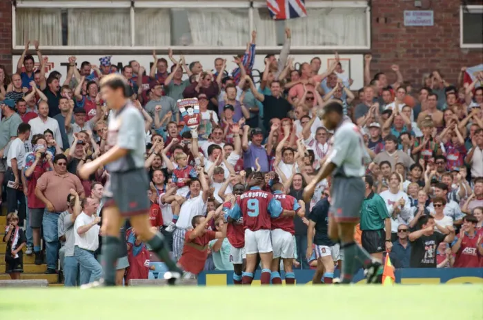 Framed Print : Mark Draper (number 8 - goal scorer out of shot) makes it 2 - 0 to Aston Villa against Framed Print : Mark Draper (number 8 - goal scorer out of shot) makes it 2 - 0 to Aston Villa against