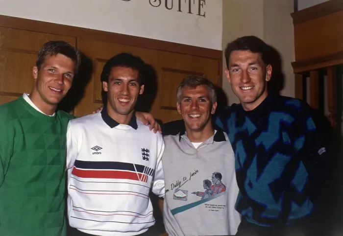 Framed Print : Mark Hateley with English team-mates Chris Woods Graham Roberts Framed Print : Mark Hateley with English team-mates Chris Woods Graham Roberts