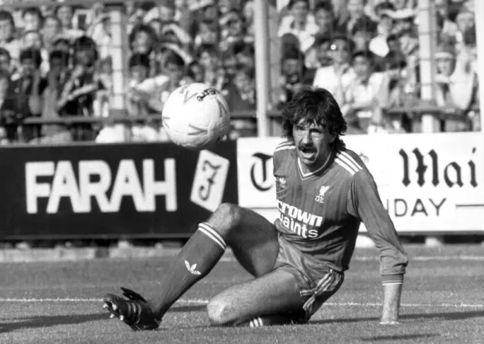 Framed Print : Mark Lawrenson playing football in action for Liverpool October 1987