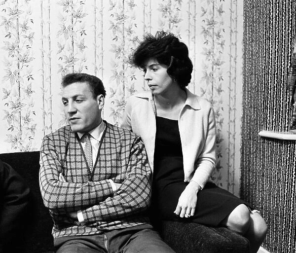 Mark Lazarus QPR Football Player, pictured at home with wife Fay, 17th December 1962