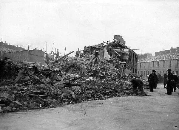Mark Street, Cardiff, following an air raid. Circa 1941