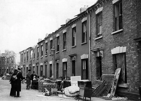 Mark Street, Cardiff, following an air raid. May 1941