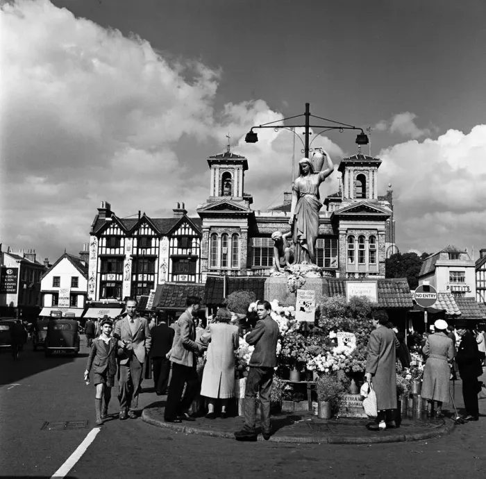 Framed Print : Market Place in Kingston upon Thames, Greater London (formerly Surrey). June 1957