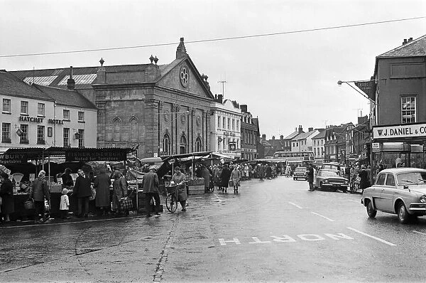 Market Place in Newbury, Berkshire. Newbury is to become a city. 19th March 1964