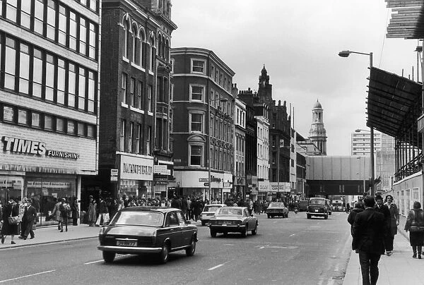 Market Street looking towards the new Arndale Centre, Manchester. 28th April 1977
