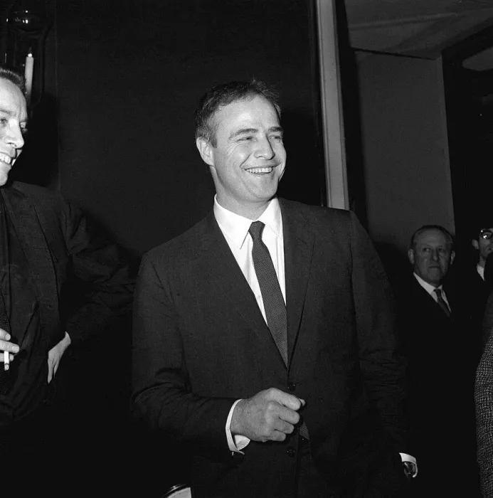 Framed Print : Marlon Brando - actor at a Press Conference - February 1964 Y2K Framed Print : Marlon Brando - actor at a Press Conference - February 1964 Y2K
