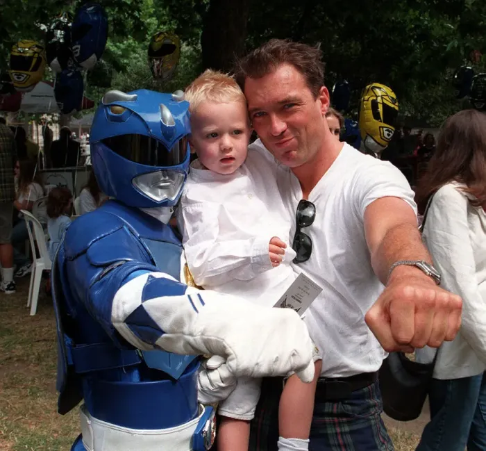 Framed Print : Martin Kemp of Spandau Ballet fame with his two year old son Roman pictured with a Power