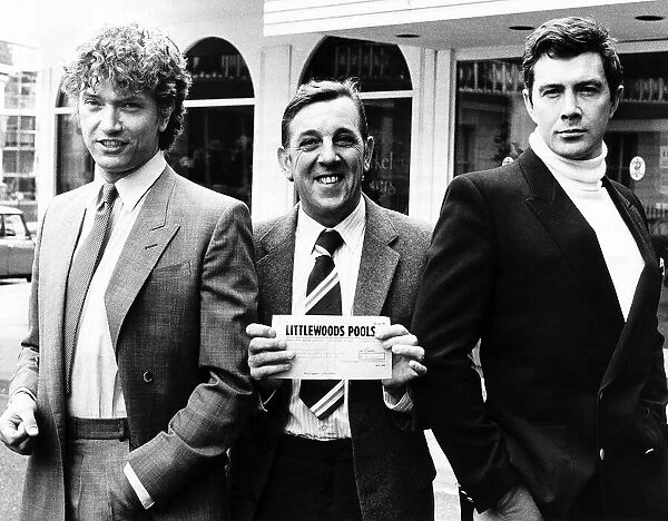 Martin Shaw Actor standing with Lewis Collins Actor and Mike Aked a worker from