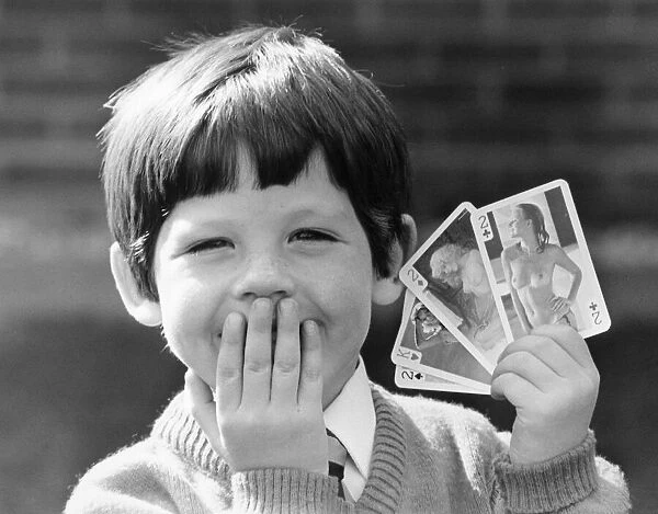 Martin Short from Stockton aged 4, with a pack of playing cards his mother recently
