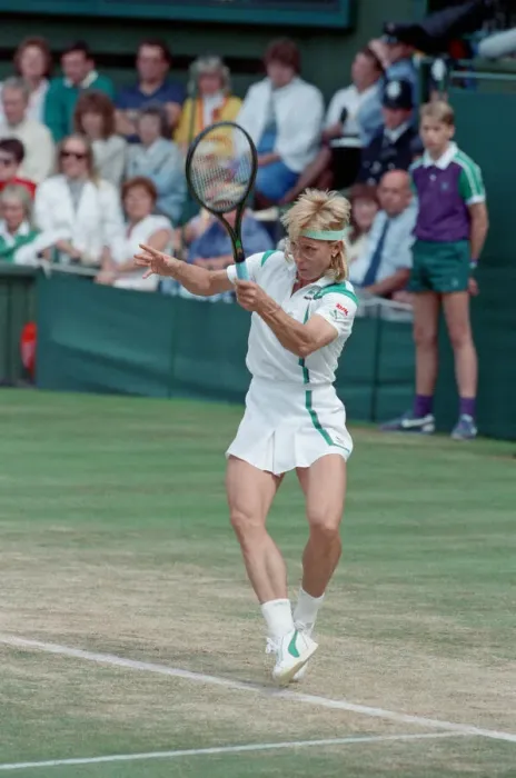 Framed Print : Martina Navratilova during her Ladies Singles Final against Steffi Graf in 1988 Framed Print : Martina Navratilova during her Ladies Singles Final against Steffi Graf in 1988
