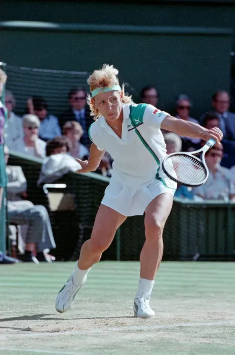 Framed Print : Martina Navratilova during her Ladies Singles Final against Steffi Graf in 1988
