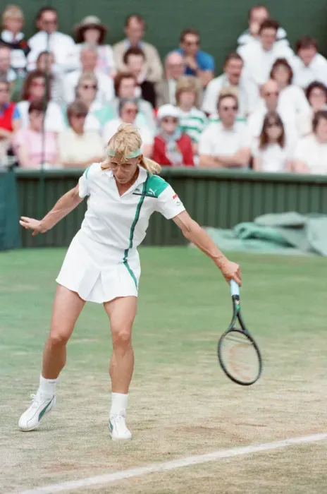 Framed Print : Martina Navratilova during her Ladies Singles Final against Steffi Graf in 1988