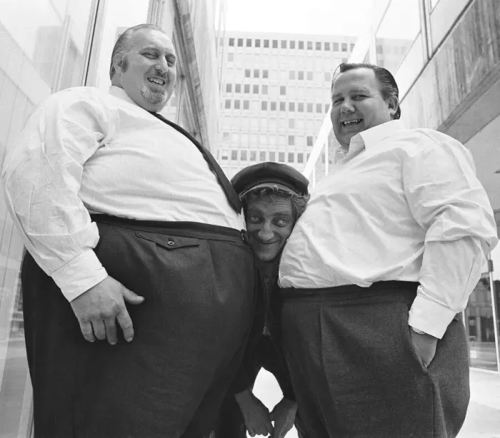 Framed Print : Marty meets the heavy mob. Fifteen of Britains fattest men came to the rescue of a new Framed Print : Marty meets the heavy mob. Fifteen of Britains fattest men came to the rescue of a new